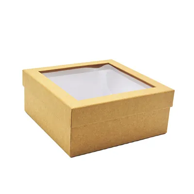 Boîte carrée avec couvercle amovible à fenêtre - 12 x 12 x H 5 cm - Boites cloches