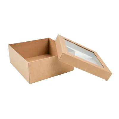 Boîte carrée avec couvercle amovible à fenêtre - 20 x 20 x 8,5 cm - Boites cloches-5