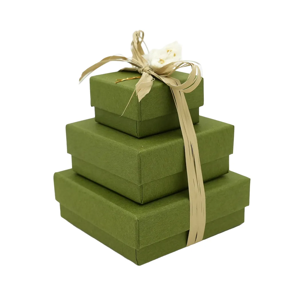 Écrin bijou pour Collier & Chaîne papier kapok vert olive 9 x 9 x 3,5 cm insert coussin - Boite bijoux – Lot de 20 - Écrins à bijoux, Coffrets à bijoux-4