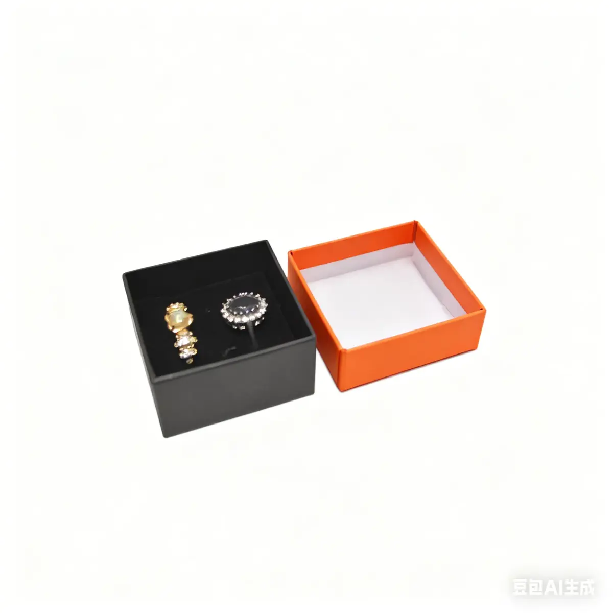 Boîte à bijoux carton 5 x 5 x 3 cm orange liseré noir – écrin bijoux carton – Lot de 20 - Écrins à bijoux, Coffrets à bijoux-2