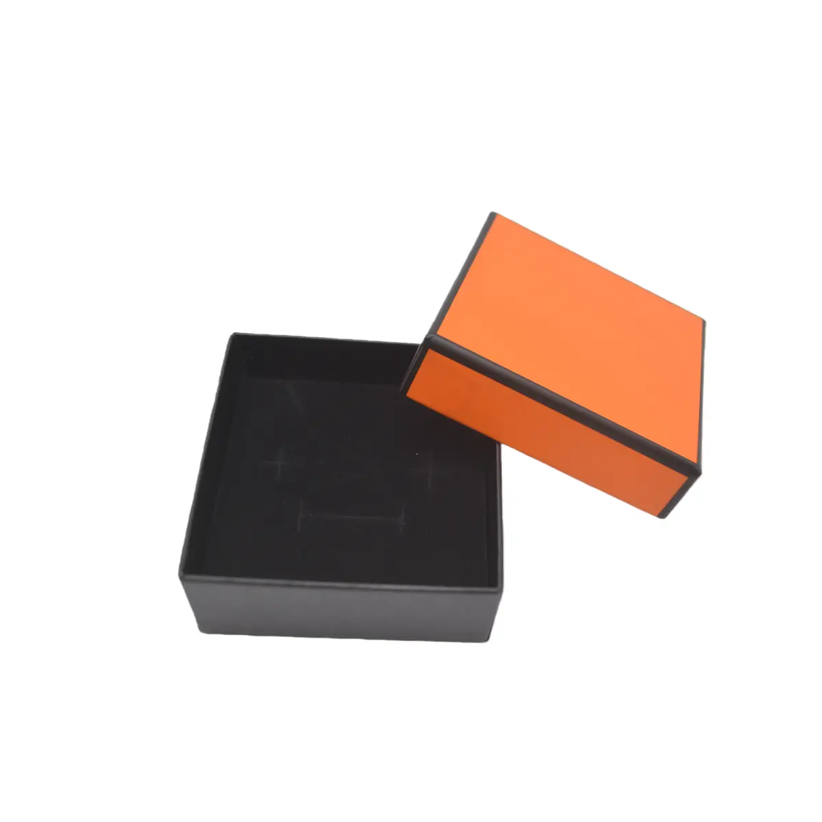 Boîte à bijoux carton 7,5 x 7,5 x 3,5 cm orange liseré noir – écrin bijoux carton – Lot de 20 - Écrins à bijoux, Coffrets à bijoux-1