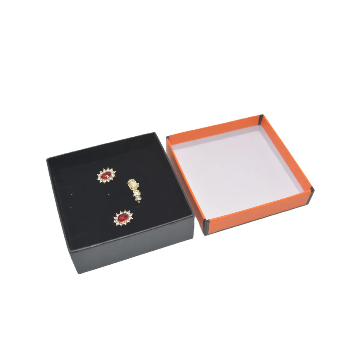 Boîte à bijoux carton 7,5 x 7,5 x 3,5 cm orange liseré noir – écrin bijoux carton – Lot de 20 - Écrins à bijoux, Coffrets à bijoux-2