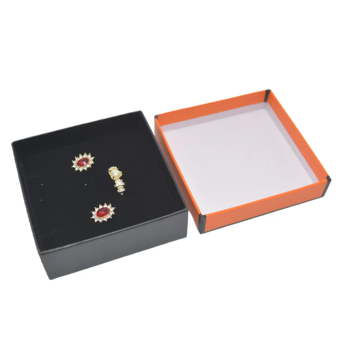 Boîte à bijoux carton 9 x 9 x 3,5 cm orange liseré noir – écrin bijoux carton – Lot de 20 - Écrins à bijoux, Coffrets à bijoux-2