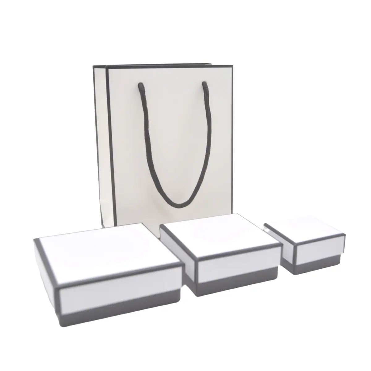 Boîte à bijoux carton 9 x 9 x 3,5 cm blanc liseré noir – écrin bijoux carton – Lot de 20 - Écrins à bijoux, Coffrets à bijoux-2