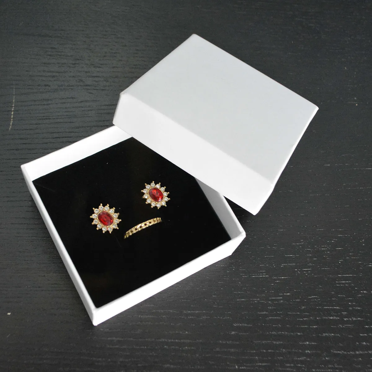 Boîte à bijoux carton 8 x 8 x 3,5 cm blanc – écrin bijoux carton – Lot de 20 - Écrins à bijoux, Coffrets à bijoux-1