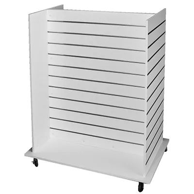 Meuble rainuré 4 faces - Gondole centrale H, sur roulettes, Quadro, Blanc - Meubles rainurés