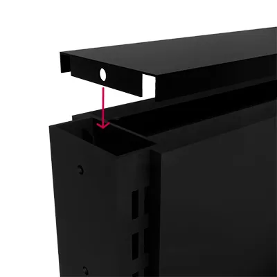 Couvercle de gondole noir sablé 66,5x7,5 - Ligne Store noir Sablé pas de 25 mm-1