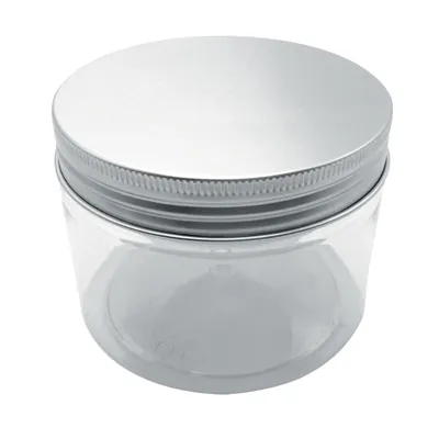 Pot à vis PET transparent avec couvercle aluminium 300 ml, paquet de 6 - Bouteilles et pots cylindriques