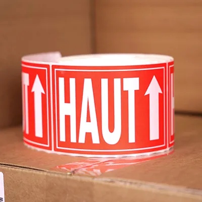 Étiquettes adhésives de signalisation mention Haut 8 x 12 cm - Marquage d'expédition-1