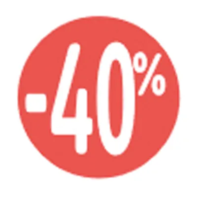 Etiquette Soldes -40% rouge fluo ø30mm - Sticker Soldes -40% - Paquet de 500 - Gommettes adhésives évènementielles