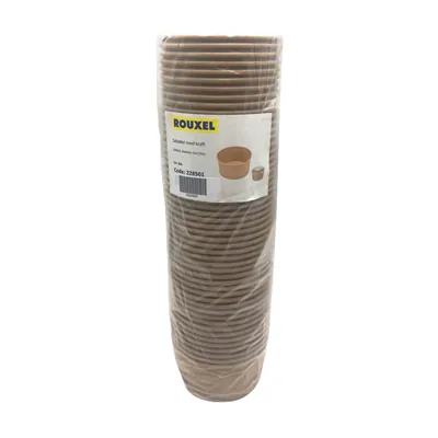 Saladier carton rond brun 1L ø 15 x 7,5 cm - Bol kraft - Bol salade - Lot de 50 - Boîtes et bols à salade-1