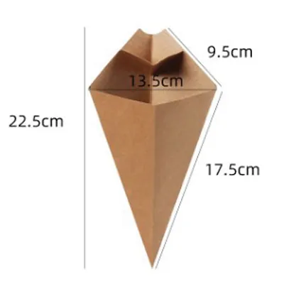 Cornet de frites carton kraft 13,5 x 22,5 cm - Pochette frites - Lot de 100 - Barquettes frites, Cornets frites-1