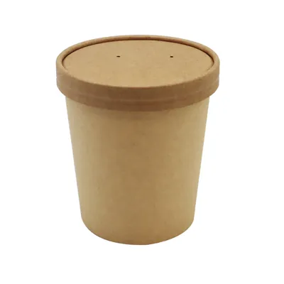 Couvercle carton pour pot à soupe ø 97 x H 17 mm - Couvercle pour pot carton - Brun - Lot de 25 - Pots à soupe, Boîtes à pâtes-1