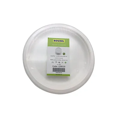 Assiette jetable ronde en fibre végétale biodégradable ø 22,5 cm - Blanc - Lot de 50 - Assiettes jetables, Assiettes plastique réutilisables-1