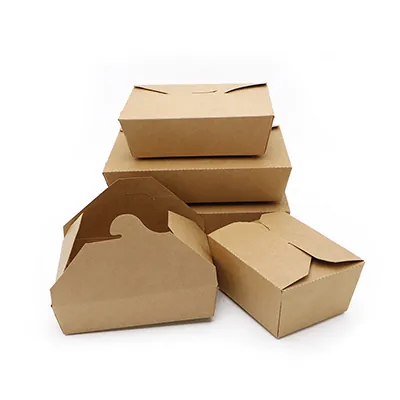 Boîte repas carton kraft 800 ml 13,2 x 10,4 x 6,4 cm - Lunchbox carton - Lot de 50 - Boîtes repas jetables, Plateaux compartimentés-1