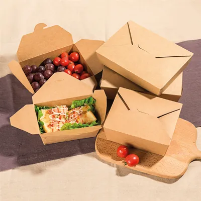 Boîte repas carton kraft 800 ml 13,2 x 10,4 x 6,4 cm - Lunchbox carton - Lot de 50 - Boîtes repas jetables, Plateaux compartimentés-2