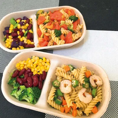 Boîte repas 2 compartiments 1000 ml fibre végétale - Lunch box 2 compartiments - Lot de 50 - Boîtes repas jetables, Plateaux compartimentés-1
