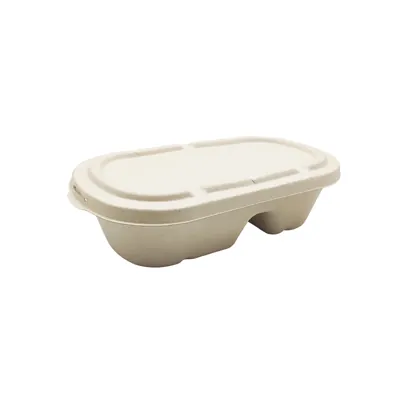 Couvercle pour boîte repas 24 x 13,5 x 1,1 cm fibre végétale - Lot de 50 - Boîtes repas jetables, Plateaux compartimentés-4