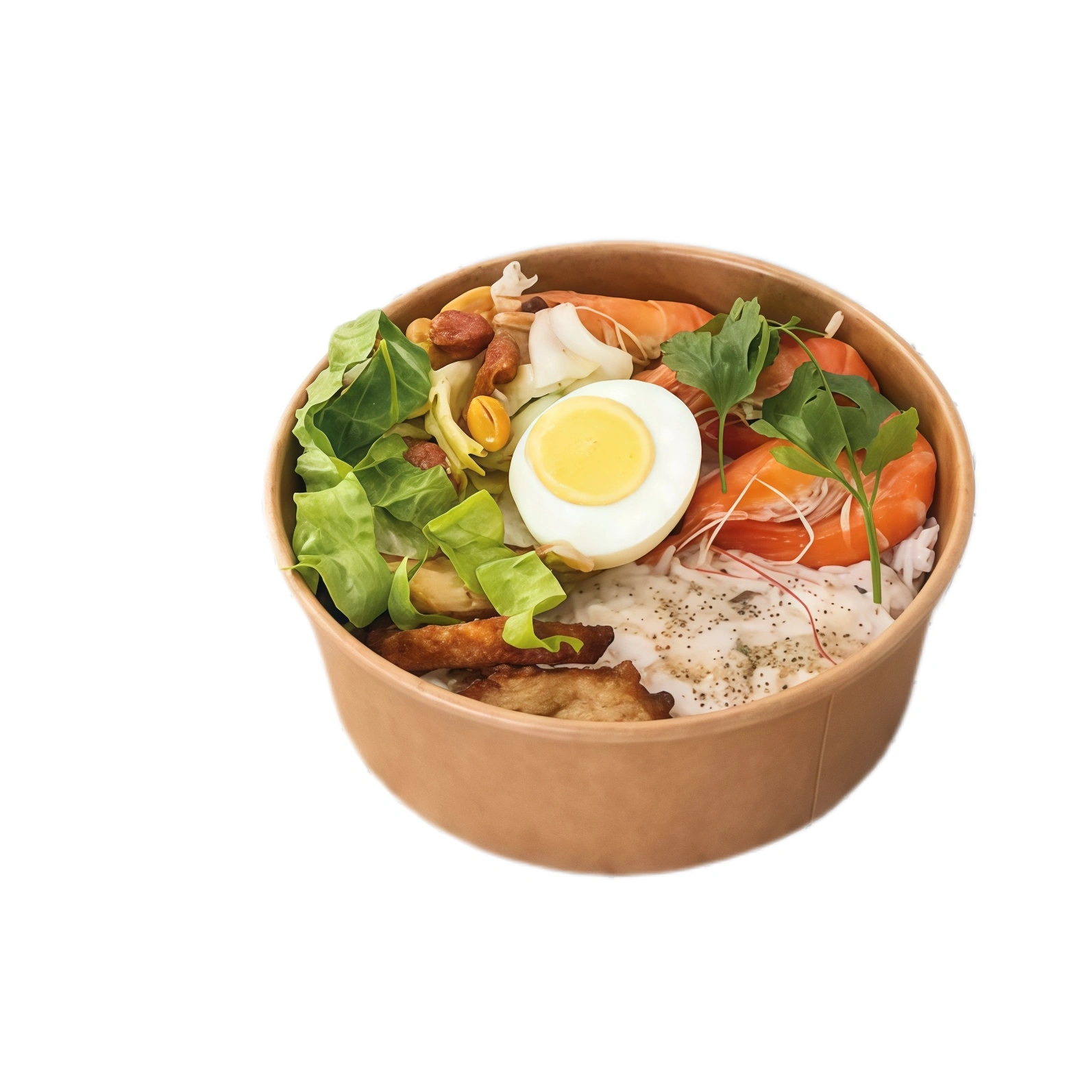 Saladier carton rond brun 550 ml ø 15 x 4,5 cm - Bol kraft - Bol salade - Lot de 50 - Boîtes salade, Bols salade-1