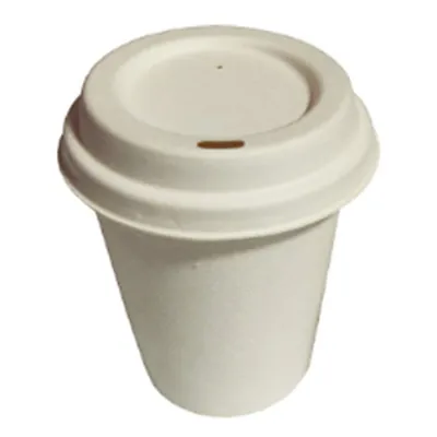 Gobelet boisson chaude 35 cl ø 9 x 9,7 cm - Gobelet bagasse - Gobelet café - Blanc - Lot de 50 - Gobelets carton, Gobelets café-1