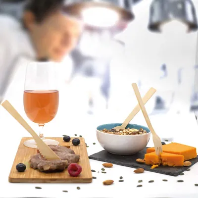 Couteau en bois 17 cm - Couvert en bois - Paquet de 50 - Couverts jetables-1