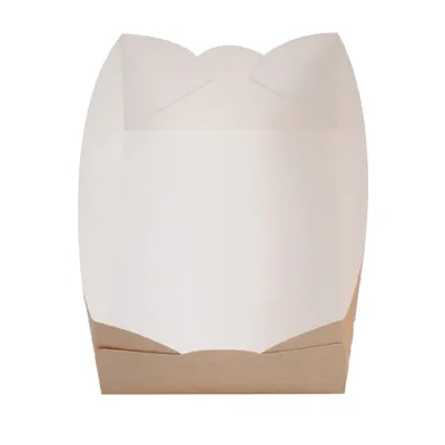Barquette kraft brun / blanc 20 x 14 x 5 cm - Barquette carton - Lot de 100 - Boites snacking