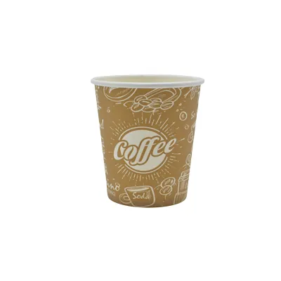 Gobelet boisson chaude 18 cl / 6oz ø 7,8 cm - Gobelet carton - Gobelet café - Brun / Blanc - Lot de 50 - Gobelets carton, Gobelets café
