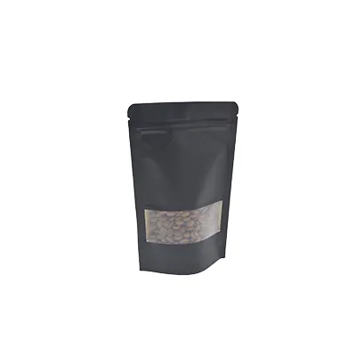 Sachet doypack avec fenêtre 250 ml 12 x 4 x 20 cm fermeture zip - Sachet stand up - Noir - Lot de 50 - Sachets doypacks-1