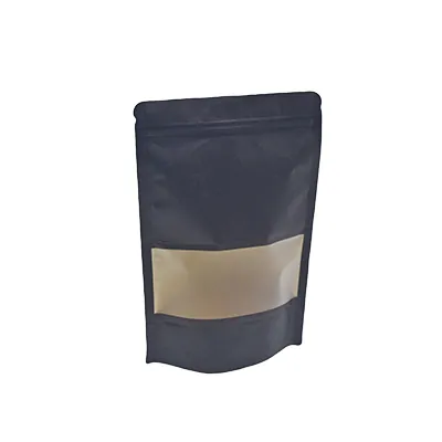 Doypack sachets kraft à fenêtre et fermeture zip - noir - 750 ml - Sachets doypacks