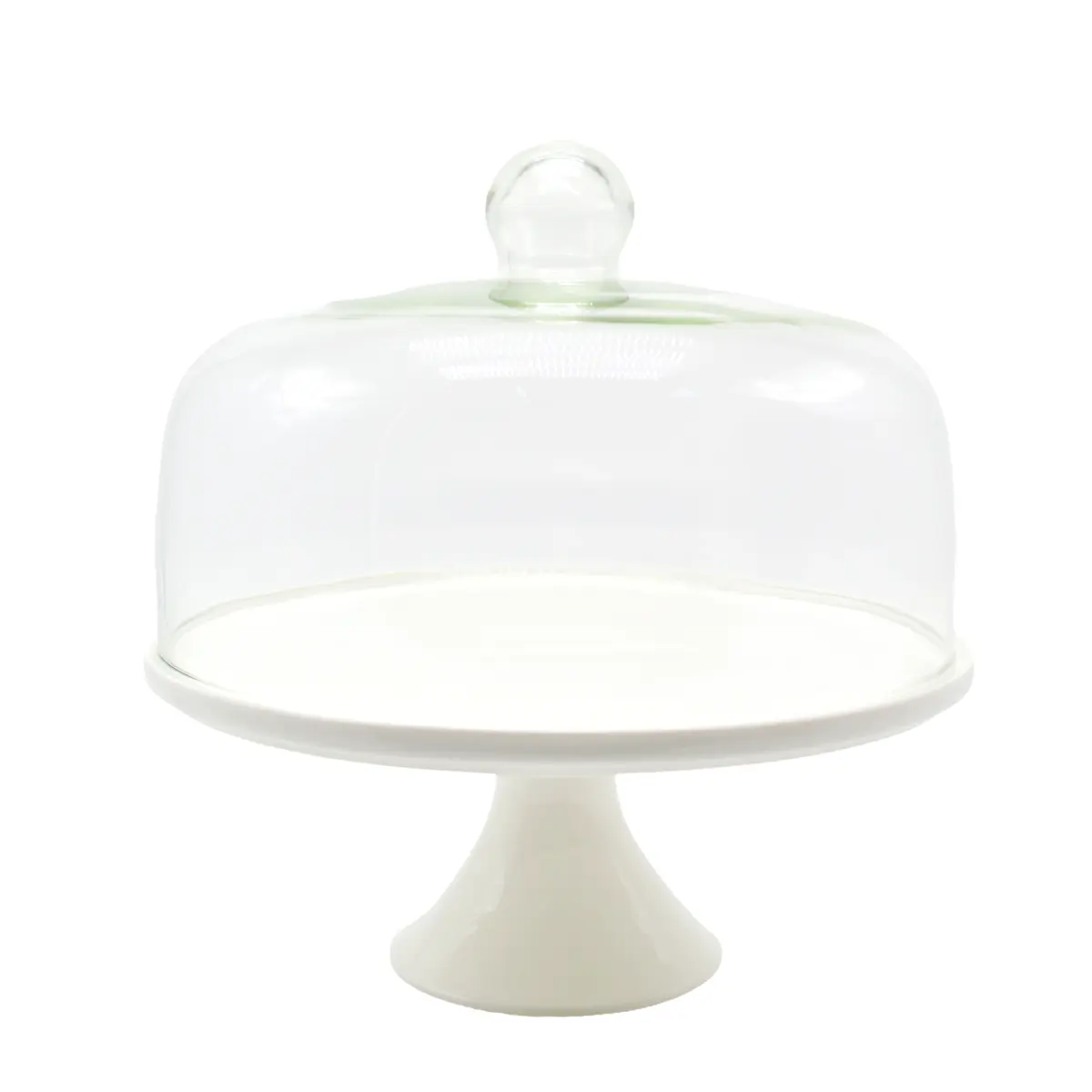 Plat de présentation sur pied céramique Ø28cm - Présentoir à gâteau - Blanc - Cloches à gâteaux, Présentoirs gâteaux-1