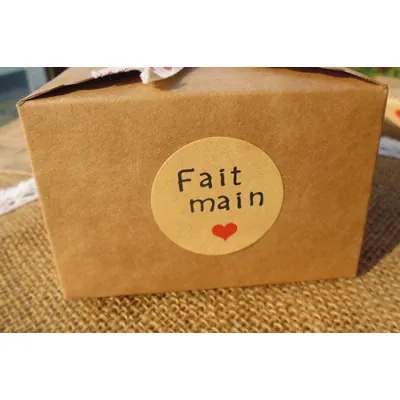 Étiquette adhésive Fait Main ø 35 mm kraft - Paquet de 600 - Étiquettes cadeaux adhésives-2