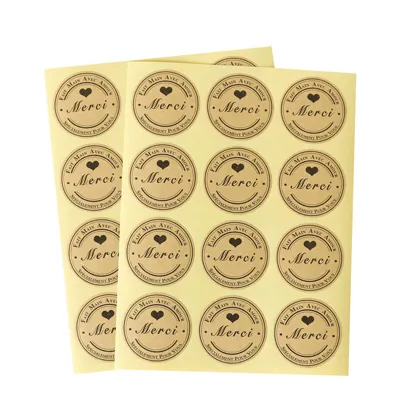 Étiquettes rondes FAIT MAIN - Merci ø 35 mm kraft - Paquet de 600 - Étiquettes cadeaux adhésives-2