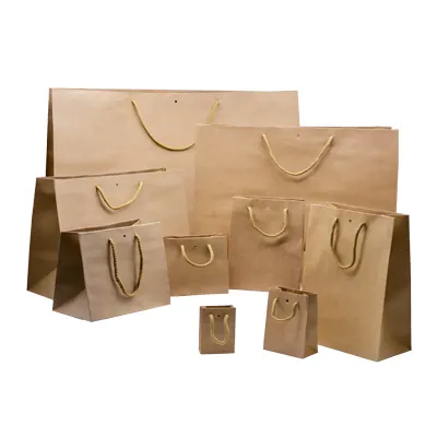 Sacs kraft luxe bruns poignées cordelette 11,4+6,4x14,6 cm 170g/m² – Paquet de 20 - Sacs kraft luxe-1