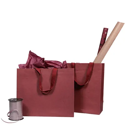 Sacs cadeaux kraft - lie de vin - 25 + 13 x H 33 cm - Sacs kraft luxe-1