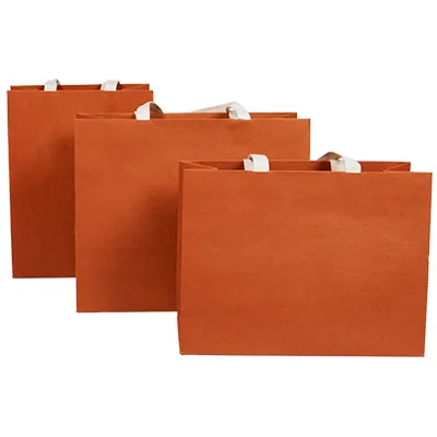 Sacs luxe terracotta poignées coton - 33 + 13 x H 25 cm - Sacs kraft luxe-1