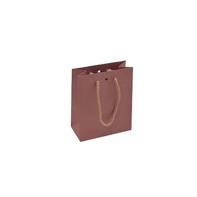 Sacs kraft Vieux rose avec poignées cordelettes - 12+6 x15 cm - Sacs kraft luxe-1