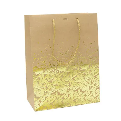 Sac kraft brun éclats or - 25 + 13 x 33 - Pqt de 20 - Sacs kraft luxe