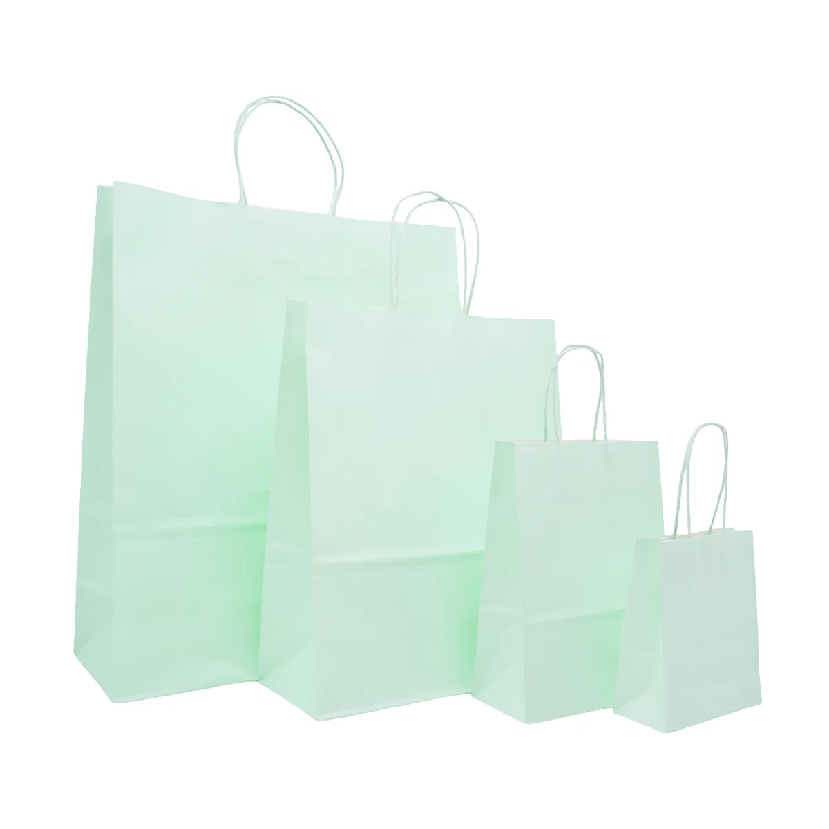 Sac kraft vert pastel à poignées torsadées 12+6x15cm 120g/m² (x50) - Sacs kraft couleur poignées torsadées-3