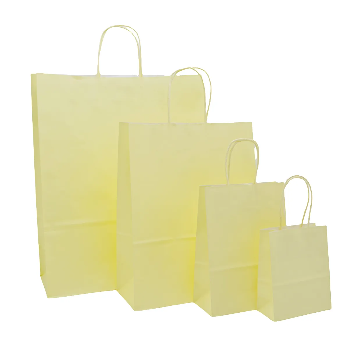 Sac kraft jaune pastel à poignées torsadées 12+6x15cm 120g/m² (x50) - Sacs kraft couleur poignées torsadées-4