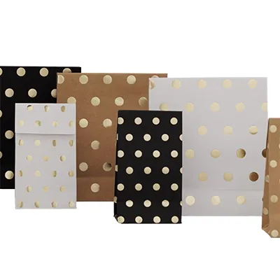 Pochettes cadeaux Pois - brun / or - petit modèle - Pochettes cadeaux à motifs-2
