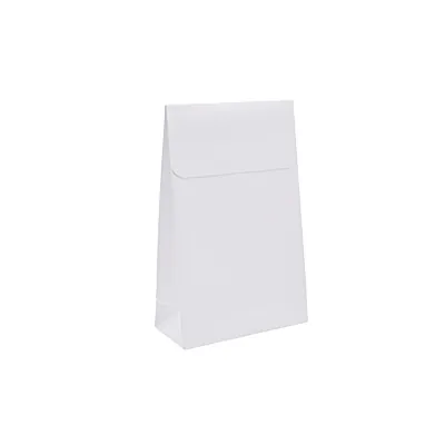 Pochette cadeau blanche mate pelliculée fermeture adhésive 10+4,5x16 cm – Paquet de 50 - Pochettes cadeaux luxe