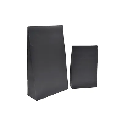 Pochette cadeau noire mate pelliculée fermeture adhésive 10+4,5x16 cm – Paquet de 50 - Pochettes cadeaux luxe-1