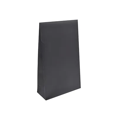 Pochette cadeau noire mate pelliculée fermeture adhésive 14+5,5x23 cm – Paquet de 50 - Pochettes cadeaux luxe