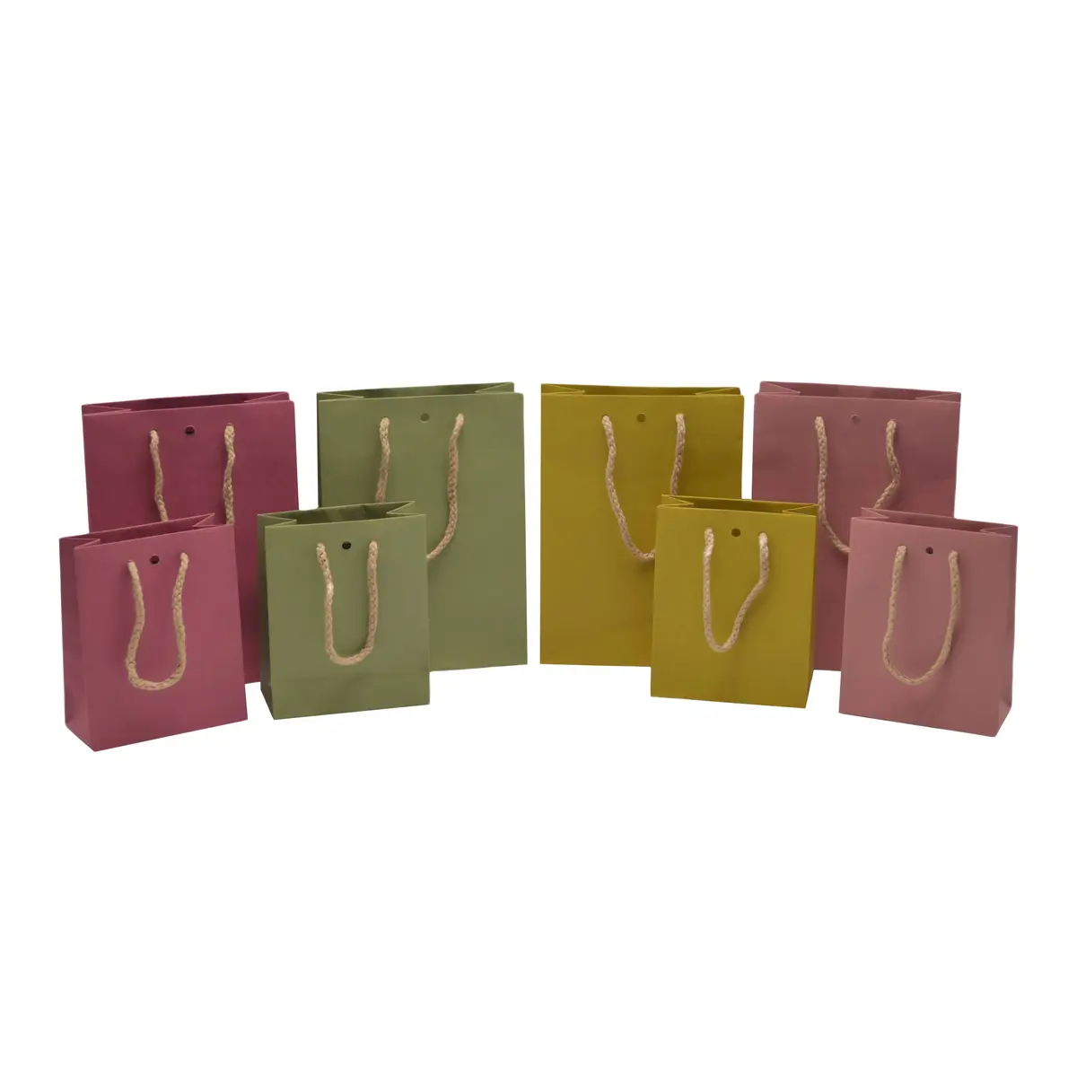 Sacs kraft Jaune moutarde avec poignées cordelières - 12+6 x15 cm - Sacs kraft luxe-2