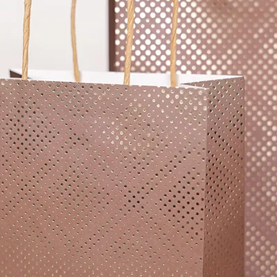 Sac cadeau kraft poignées torsadées marron à pois or 24 + 10 x 31 cm - Paquet de 20 - Sacs kraft luxe-2