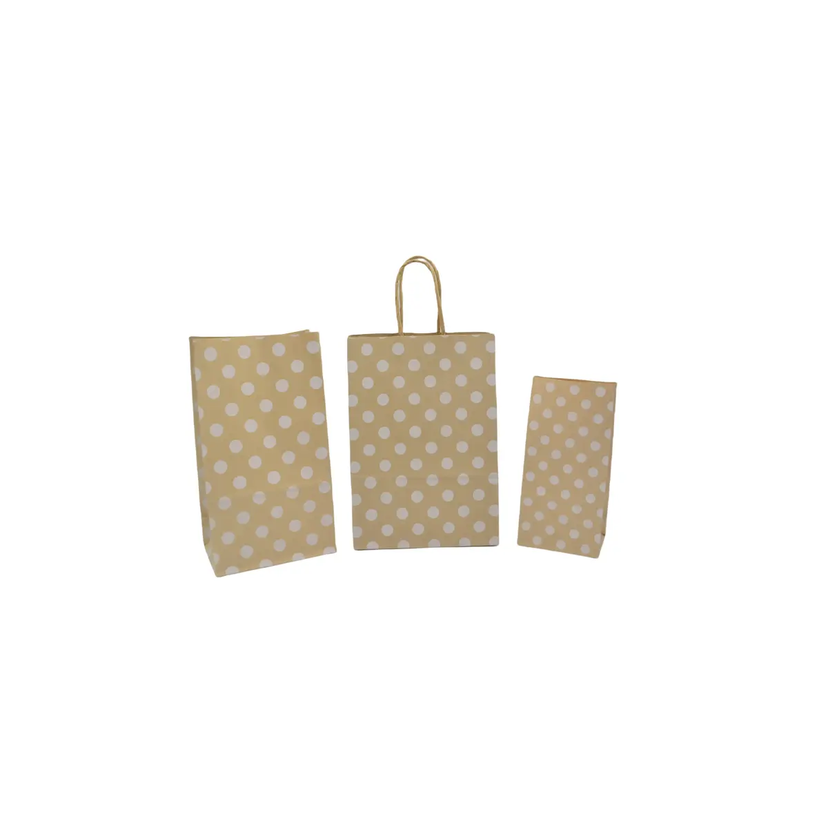 Sac SOS kraft brun à pois blancs 13+8x24cm 70g/m² – Paquet de 250 - Pochettes SOS kraft-1