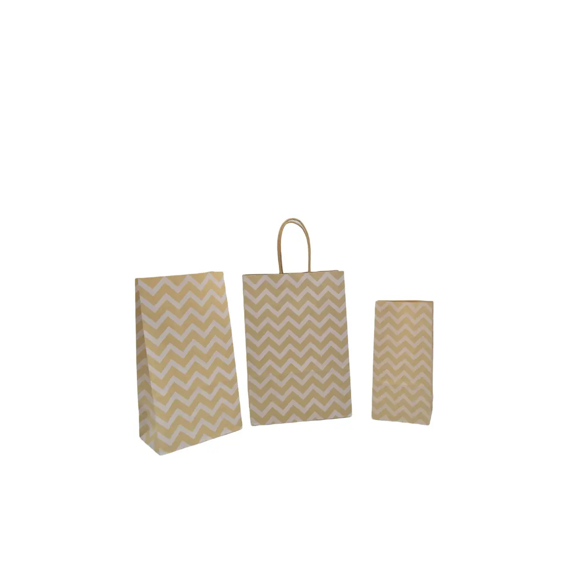Sac SOS kraft brun à chevrons blancs 13+8x24cm 70g/m² – Paquet de 250 - Pochettes SOS kraft-1