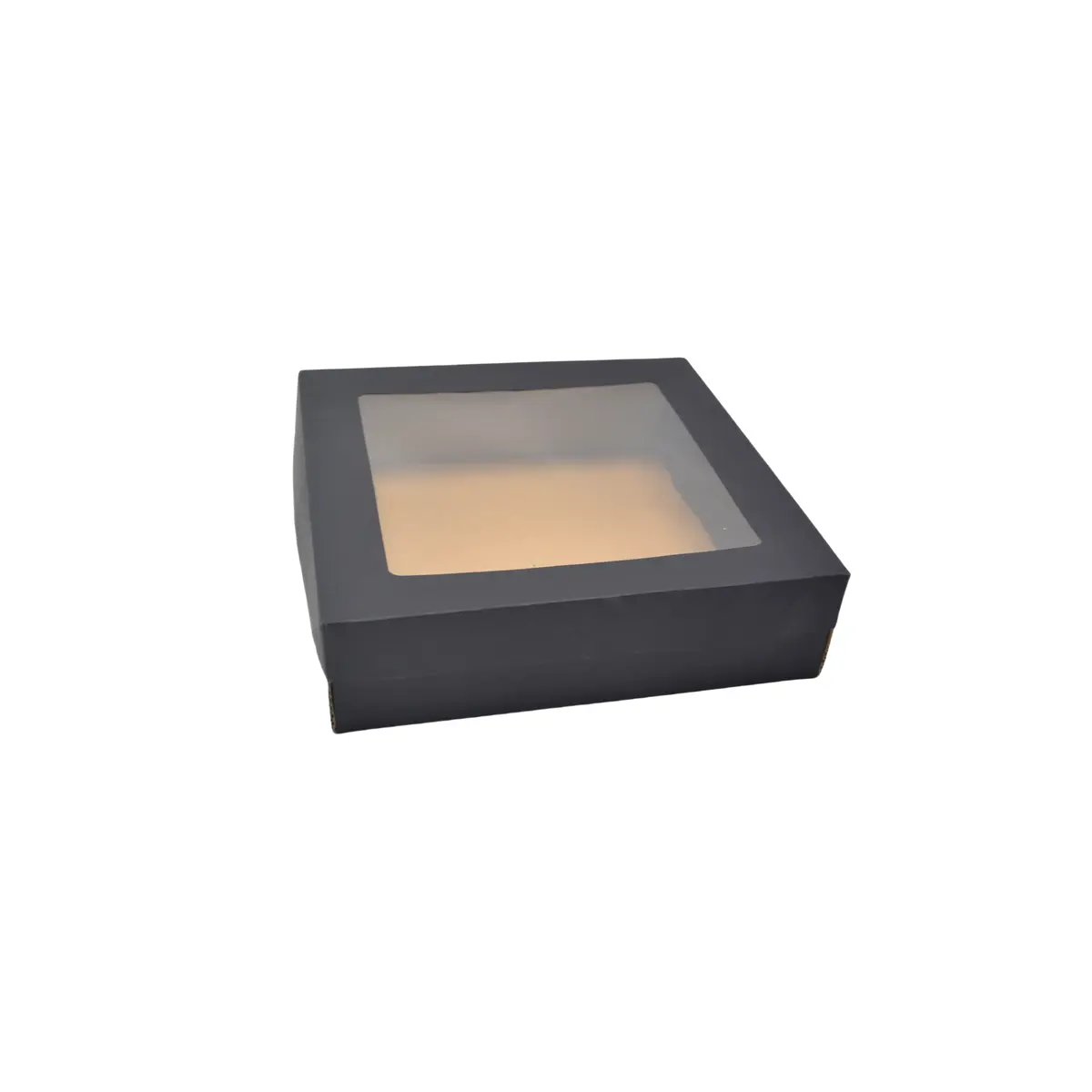 Boîte cadeau cloche carrée noire à couvercle transparent 22,5x22,5x6cm – Paquet de 10 - Boites cloches-1