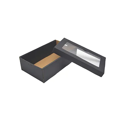 Boîte cadeau cloche rectangulaire noire à couvercle transparent 25,5x15,3x8cm – Paquet de 10 - Boites cloches