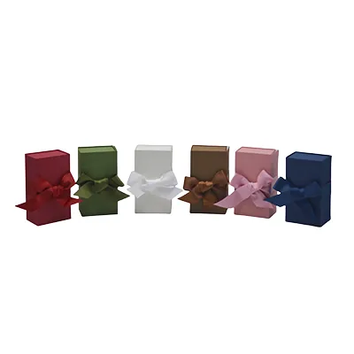Boîte cadeau tissu avec noeud bleu marine mat 18 x 10 x 7 cm, paquet de 5 - Boites cadeaux carton pliables-2